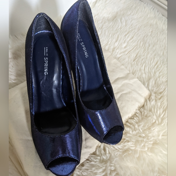 LNC Call it Spring blue, purple, shiny reflective peep toe heels, 4.5", 8 - Picture 4 of 11